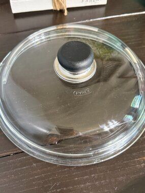 8" Pyrex Clear Glass Replacement Cover/Lid Saucepan/Cookware Blk Plastic Knob
